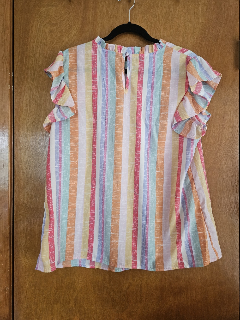 Amazon Multicolor Striped Ruffle Sleeve Blouse - Picture 2 of 2